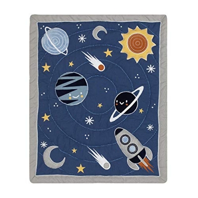 Lambs & Ivy Milky Way Space Galaxy Baby Nursery Crib Bedding Set, Blue Gray 4 Piece, 100% Cotton Sheet, Wall Decals 17 Product: Lambs & Ivy Milky Way Space Galaxy 4-Piece Baby Nursery Crib Bedding Set - Blue/Gray