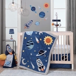 Product: Lambs & Ivy Milky Way Space Galaxy 4-Piece Baby Nursery Crib Bedding Set - Blue/Gray