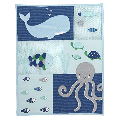 Lambs & Ivy Oceania Baby Crib Bedding Set, Blue Ocean Nautical Whale Octopus, 6 Piece Cotton Nursery 32.5cm 4 Product: Lambs & Ivy Oceania 6-Piece Baby Crib Bedding Set - Blue Ocean, Nautical, Aquatic, Whale, Octopus Theme