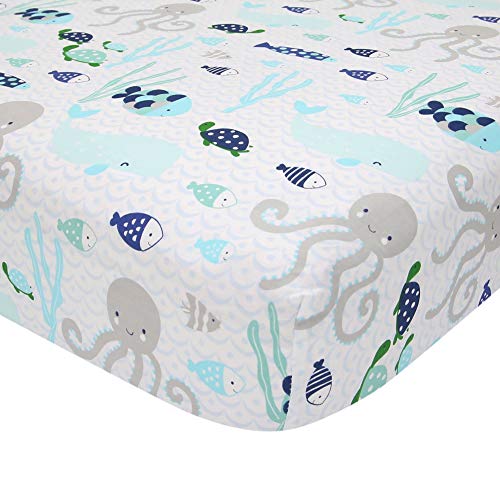 Lambs & Ivy Oceania Baby Crib Bedding Set, Blue Ocean Nautical Whale Octopus, 6 Piece Cotton Nursery 32.5cm 2 Product: Lambs & Ivy Oceania 6-Piece Baby Crib Bedding Set - Blue Ocean, Nautical, Aquatic, Whale, Octopus Theme