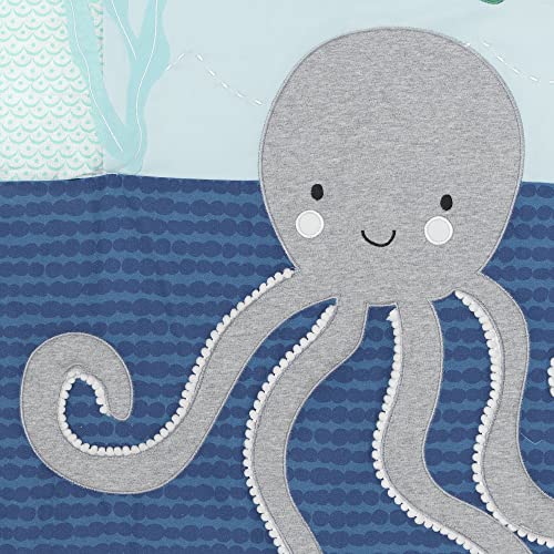Lambs & Ivy Oceania Baby Crib Bedding Set, Blue Ocean Nautical Whale Octopus, 6 Piece Cotton Nursery 32.5cm 8 Product: Lambs & Ivy Oceania 6-Piece Baby Crib Bedding Set - Blue Ocean, Nautical, Aquatic, Whale, Octopus Theme