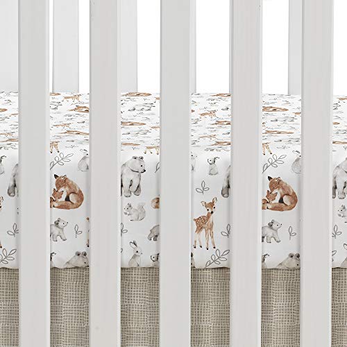 Lambs & Ivy Painted Forest 4 Piece Crib Bedding Set, Gray Beige White Woodland Nursery, 4 Piece Set 0cm 4 Product: Lambs & Ivy Painted Forest 4-Piece Crib Bedding Set - Gray, Beige, White