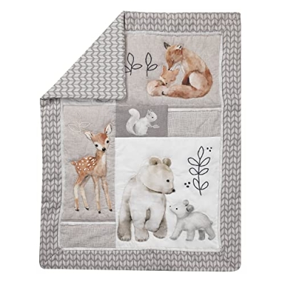 Lambs & Ivy Painted Forest 4 Piece Crib Bedding Set, Gray Beige White Woodland Nursery, 4 Piece Set 0cm 17 Product: Lambs & Ivy Painted Forest 4-Piece Crib Bedding Set - Gray, Beige, White