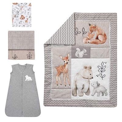 Lambs & Ivy Painted Forest 4 Piece Crib Bedding Set, Gray Beige White Woodland Nursery, 4 Piece Set 0cm 10 Product: Lambs & Ivy Painted Forest 4-Piece Crib Bedding Set - Gray, Beige, White