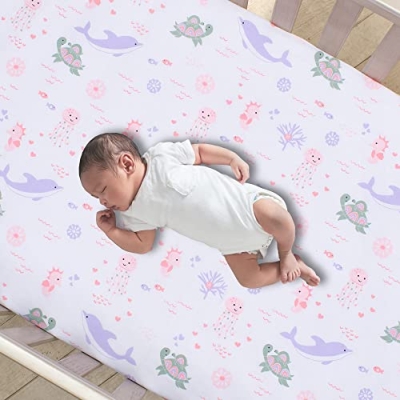 Ocean Dreams 3 Piece Crib Bedding Set, Dolphin Turtle Comforter Cotton Sheet Crib Skirt, Pastel Nursery 20.5cm 13 Product: Lambs & Ivy Sea Dreams 3-Piece Dolphin/Turtle Nautical Baby Crib Bedding Set