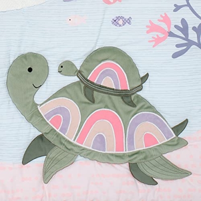 Ocean Dreams 3 Piece Crib Bedding Set, Dolphin Turtle Comforter Cotton Sheet Crib Skirt, Pastel Nursery 20.5cm 16 Product: Lambs & Ivy Sea Dreams 3-Piece Dolphin/Turtle Nautical Baby Crib Bedding Set
