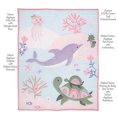 Ocean Dreams 3 Piece Crib Bedding Set, Dolphin Turtle Comforter Cotton Sheet Crib Skirt, Pastel Nursery 20.5cm 11 Product: Lambs & Ivy Sea Dreams 3-Piece Dolphin/Turtle Nautical Baby Crib Bedding Set
