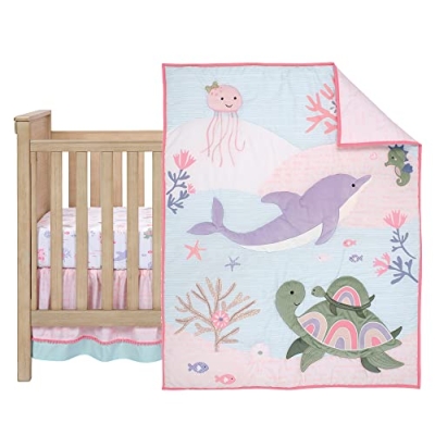 Ocean Dreams 3 Piece Crib Bedding Set, Dolphin Turtle Comforter Cotton Sheet Crib Skirt, Pastel Nursery 20.5cm 10 Product: Lambs & Ivy Sea Dreams 3-Piece Dolphin/Turtle Nautical Baby Crib Bedding Set