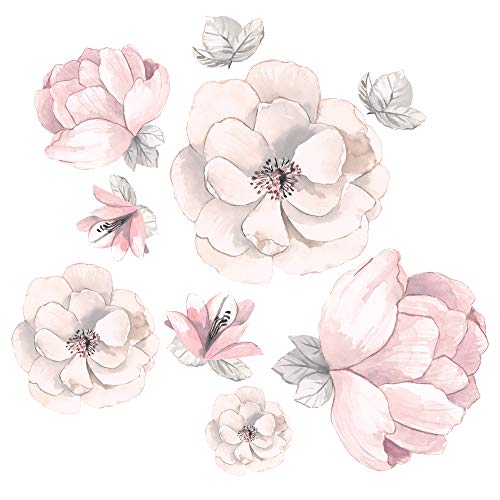 Lambs & Ivy Botanical Watercolor Floral Baby Crib Bedding Set, 4 Piece, Pink Gray, Pom Pom Skirt, Wall Stickers, 16-inch 8 Product: Lambs & Ivy Signature Botanical Baby Watercolor Floral 4-Piece Crib Bedding Set