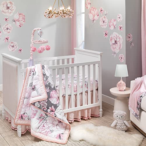 Lambs & Ivy Signature Botanical Baby Watercolor Floral 4-Piece Crib Bedding Set - Crib Bedding Sets Product: Lambs & Ivy Signature Botanical Baby Watercolor Floral 4-Piece Crib Bedding Set