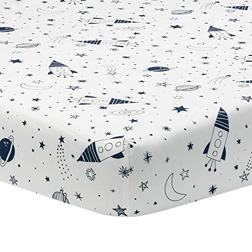 Blue Space Rocket Nursery Bedding, 5 Piece Galaxy Crib Set, Star Quilt, Fitted Sheet, Plush Rocket Toy, 32.5cm 3 Product: Lambs & Ivy Sky Rocket 5-Piece Blue Galaxy/Space Nursery Baby Crib Bedding Set