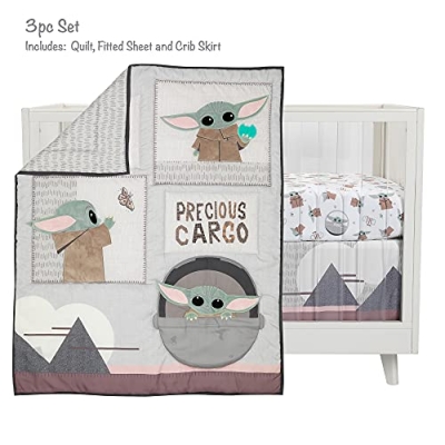 Baby Yoda Nursery Crib Bedding, Star Wars The Child 3 Piece Set, Soft Green Grey, Standard Crib Size 10 Product: Lambs & Ivy Star Wars The Child Baby Yoda Nursery 3-Piece Baby Crib Bedding Set