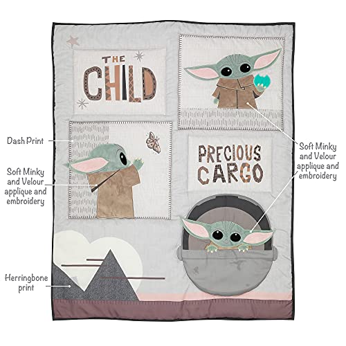 Baby Yoda Nursery Crib Bedding, Star Wars The Child 3 Piece Set, Soft Green Grey, Standard Crib Size 2 Product: Lambs & Ivy Star Wars The Child Baby Yoda Nursery 3-Piece Baby Crib Bedding Set