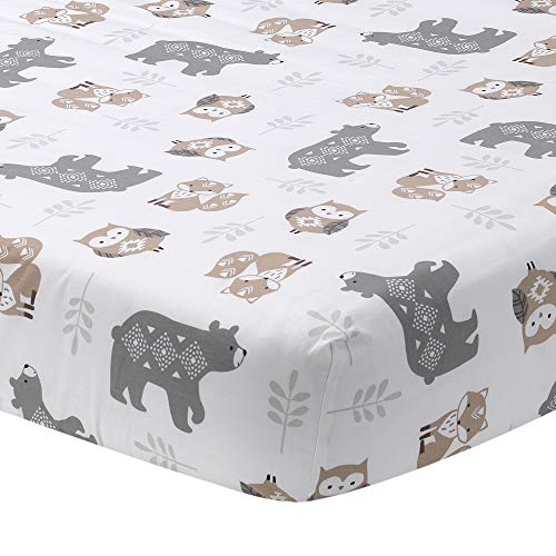 Lambs & Ivy Woodland Forest Animal 5 Piece Baby Crib Bedding Set Gray, Bear Owl Fox Squirrel Nursery 5 Piece Set, 52in 5 Product: Lambs & Ivy Woodland Forest Animal Nursery 5-Piece Baby Crib Bedding Set - Gray