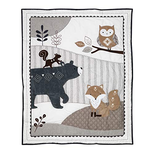 Lambs & Ivy Woodland Forest Animal 5 Piece Baby Crib Bedding Set Gray, Bear Owl Fox Squirrel Nursery 5 Piece Set, 52in 2 Product: Lambs & Ivy Woodland Forest Animal Nursery 5-Piece Baby Crib Bedding Set - Gray