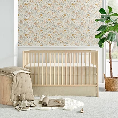 Product: Levtex Baby - Cloud Muslin Crib Bed Set - Baby Nursery Set - Cacao and Beige Stars - Grey Textured Muslin - 5 Piece Set Includes Quilt, Fitted Sheet, Two Swaddles & Bear Lovey