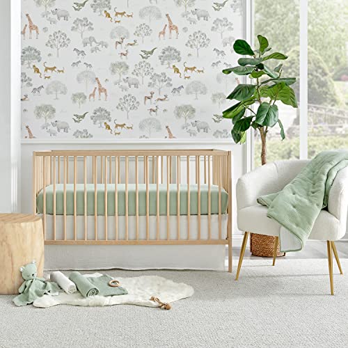 Product: Levtex Baby - Cloud Muslin Crib Bed Set - Baby Nursery Set - Sage and White Stars - Sage Textured Muslin - 5 Piece Set Includes Quilt, Fitted Sheet, Two Swaddles & Bear Lovey