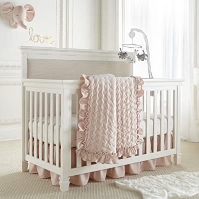 Product: Levtex Baby - Heritage Crib Bed Set - Baby Nursery Set - Blush Velvet - Rich Velvet - 4 Piece Set Includes Quilt, One Fitted Sheet, Changing Pad & Skirt/Dust Ruffle