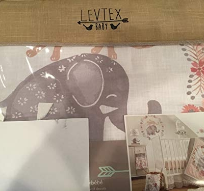 Levtex Baby Jungalo Blush Grey Animal 5 Piece Crib Bedding Set, Jungle Nursery, Baby Bedding Set 4 Product: Levtex Baby Jungalo Blush and Grey Animal Themed 5 Piece Crib Bedding Set