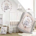Product: Levtex Baby Jungalo Blush and Grey Animal Themed 5 Piece Crib Bedding Set