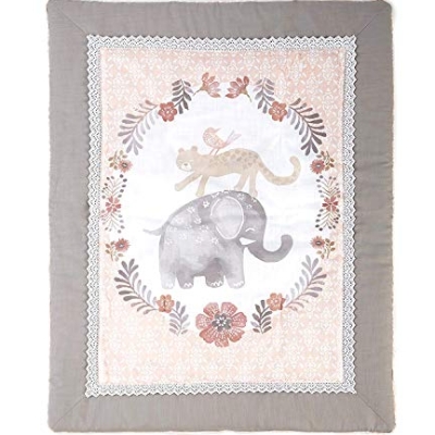 Levtex Baby Jungalo Blush Grey Animal 5 Piece Crib Bedding Set, Jungle Nursery, Baby Bedding Set 5 Product: Levtex Baby Jungalo Blush and Grey Animal Themed 5 Piece Crib Bedding Set
