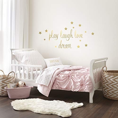 Product: Levtex Baby - Willow Toddler Bed Set - Pink - Soft Rosette Pintuck - 5 Piece Set Includes Reversible Quilt, Fitted Sheet, Flat Sheet, Pillow Case, Decorative Pillow