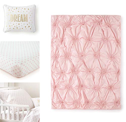 Levtex Baby Willow Pink Soft Rosette Pintuck Toddler Bed Set, 5 Piece Nursery Bedding, Girl’s Blush Bedding Set 5 Product: Levtex Baby - Willow Toddler Bed Set - Pink - Soft Rosette Pintuck - 5 Piece Set Includes Reversible Quilt, Fitted Sheet, Flat Sheet, Pillow Case, Decorative Pillow