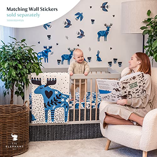 Lil Elephant Woodland Crib Bedding Set, Girls Boys 100% Pure Cotton Nursery Bedding, White, 3 Piece 120cm 2 Product: Lil Elephant Woodland Crib Bedding Set for Girls & Boys Breathable, Durable, 100% Pure Cotton Animal Bedding Sheet, Skirt & Comforter (White)