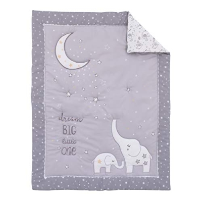 NoJo Dream Big Little Elephant Crib Bedding Set, Grey White Gold, Comforter Fitted Sheet Dust Ruffle, 34x43in 6 Product: Little Love by NoJo Dream Big Little Elephant Grey, White and Gold 3 Piece Crib Bedding Set - Comforter, Fitted Crib Sheet, Dust Ruffle