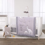 Product: Little Love by NoJo Dream Big Little Elephant Grey, White and Gold 3 Piece Crib Bedding Set - Comforter, Fitted Crib Sheet, Dust Ruffle