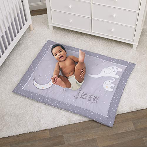 NoJo Dream Big Little Elephant Crib Bedding Set, Grey White Gold, Comforter Fitted Sheet Dust Ruffle, 34x43in 4 Product: Little Love by NoJo Dream Big Little Elephant Grey, White and Gold 3 Piece Crib Bedding Set - Comforter, Fitted Crib Sheet, Dust Ruffle