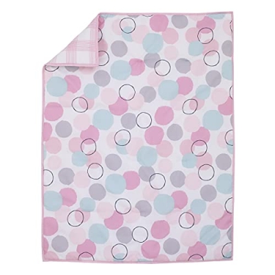 Little Love by NoJo 3 Piece Crib Bedding Set, Comforter Fitted Sheet Dust Ruffle, Pink Aqua Grey Rose Bubble Dot, 34 x 43 6 Product: Little Love by NoJo Pink, Aqua, Grey and Rose Bubble Dot - 3 Piece Crib Bedding Set - Comforter, Fitted Crib Sheet and Dust Ruffle