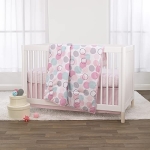 Product: Little Love by NoJo Pink, Aqua, Grey and Rose Bubble Dot - 3 Piece Crib Bedding Set - Comforter, Fitted Crib Sheet and Dust Ruffle