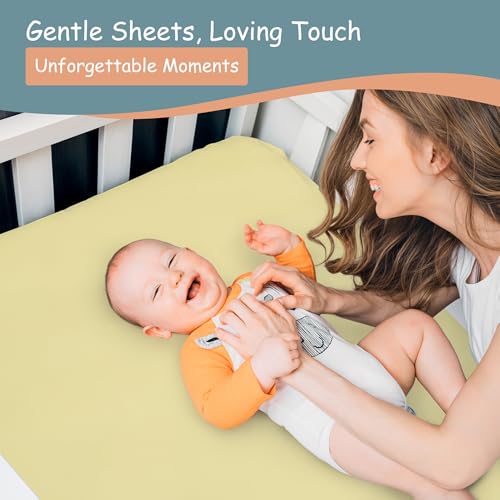 Jersey Knit Crib Sheets, Little Peaches 2 Pack, Heart Print Vanilla, Soft Stretch Fitted Nursery Bedding, 28 x 52 x 9 in 6 Product: Little Peaches Baby Sheets for Crib - Super Soft & Breathable Toddler Sheets, Portable Crib Sheets for Boys & Girls, 4 Way Stretch Knitted Fitted Crib Sheet, Baby Bedding, 2 Pack - Heart & Vanilla
