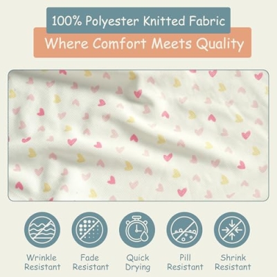 Jersey Knit Crib Sheets, Little Peaches 2 Pack, Heart Print Vanilla, Soft Stretch Fitted Nursery Bedding, 28 x 52 x 9 in 17 Product: Little Peaches Baby Sheets for Crib - Super Soft & Breathable Toddler Sheets, Portable Crib Sheets for Boys & Girls, 4 Way Stretch Knitted Fitted Crib Sheet, Baby Bedding, 2 Pack - Heart & Vanilla