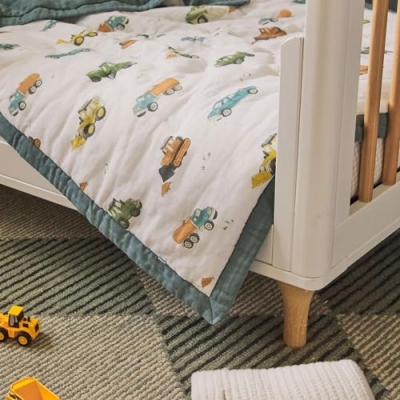 Cotton Muslin Toddler Bedding Set, 3 Piece Comforter Sheet Pillowcase, Breathable Crib Toddler Bed, 36x50in 16 Product: Little Unicorn Toddler Bedding 3-Piece Set | Super Soft & Breathable Muslin Fabric | for Convertible Cribs & Toddler Beds (Work Trucks)