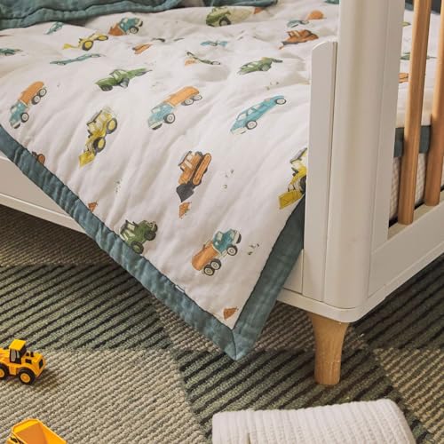 Cotton Muslin Toddler Bedding Set, 3 Piece Comforter Sheet Pillowcase, Breathable Crib Toddler Bed, 36x50in 7 Product: Little Unicorn Toddler Bedding 3-Piece Set | Super Soft & Breathable Muslin Fabric | for Convertible Cribs & Toddler Beds (Work Trucks)