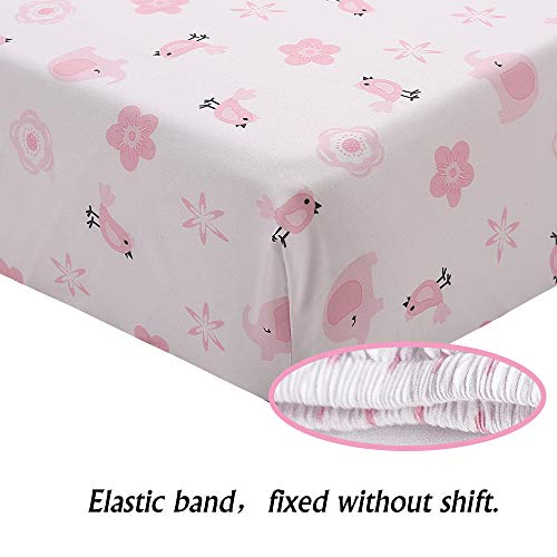 Product: Luxanna Crib Bedding Set Pink Elephant 3 Pieces Baby Nursery Bedding Sets with Baby Comforter,Crib Fitted Sheet, Crib Skirt for Girls