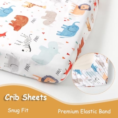 Product: Man Fai Sky 4-Piece Crib Bedding Set for Girls Boys, Soft Bedding Set with Crib Liner, Comfort, Crib Skrit, Sheet, Infant & Toddler Nursery Bed Set, Animals