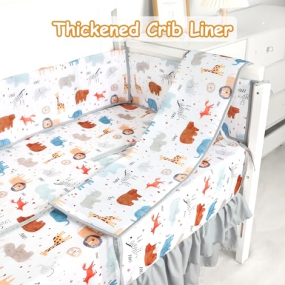 Product: Man Fai Sky 4-Piece Crib Bedding Set for Girls Boys, Soft Bedding Set with Crib Liner, Comfort, Crib Skrit, Sheet, Infant & Toddler Nursery Bed Set, Animals