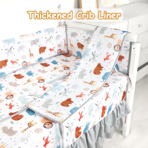 Product: Man Fai Sky 4-Piece Crib Bedding Set for Girls Boys, Soft Bedding Set with Crib Liner, Comfort, Crib Skrit, Sheet, Infant & Toddler Nursery Bed Set, Animals