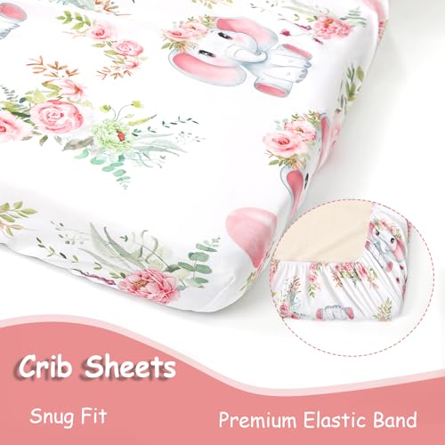Product: Man Fai Sky 4-Piece Crib Bedding Set for Girls Boys, Soft Bedding Set with Crib Liner, Comfort, Crib Skrit, Sheet, Infant & Toddler Nursery Bed Set, Elephants