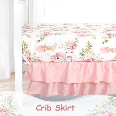 Product: Man Fai Sky 4-Piece Crib Bedding Set for Girls Boys, Soft Bedding Set with Crib Liner, Comfort, Crib Skrit, Sheet, Infant & Toddler Nursery Bed Set, Elephants