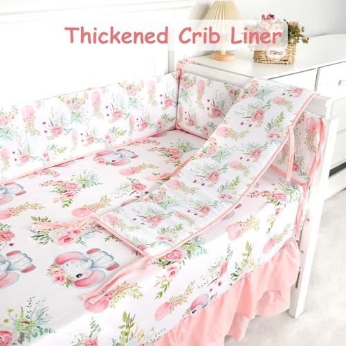 Product: Man Fai Sky 4-Piece Crib Bedding Set for Girls Boys, Soft Bedding Set with Crib Liner, Comfort, Crib Skrit, Sheet, Infant & Toddler Nursery Bed Set, Elephants