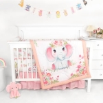 Product: Man Fai Sky 4-Piece Crib Bedding Set for Girls Boys, Soft Bedding Set with Crib Liner, Comfort, Crib Skrit, Sheet, Infant & Toddler Nursery Bed Set, Elephants