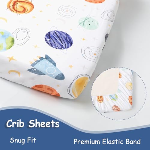 Product: Man Fai Sky 4-Piece Crib Bedding Set for Girls Boys, Soft Bedding Set with Crib Liner, Comfort, Crib Skrit, Sheet, Infant & Toddler Nursery Bed Set, Planets