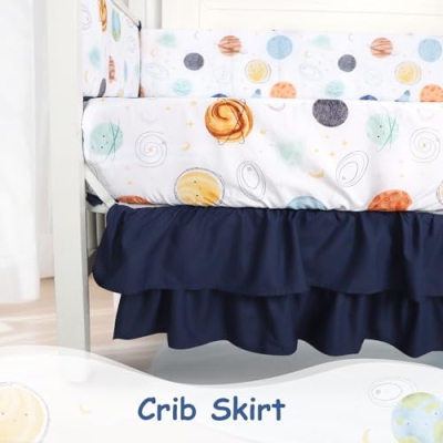 Product: Man Fai Sky 4-Piece Crib Bedding Set for Girls Boys, Soft Bedding Set with Crib Liner, Comfort, Crib Skrit, Sheet, Infant & Toddler Nursery Bed Set, Planets