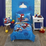 Product: Marvel Spidey and his Amazing Friends Spidey Team Red, White, and Blue 4 Piece Toddler Bed Set - Comforter, Fitted Bottom Sheet, Flat Top Sheet, and Reversible Pillowcase