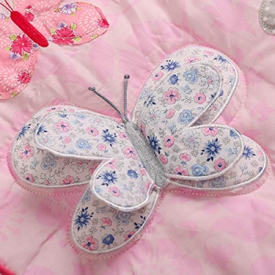 Pink Butterfly Crib Bedding Set, mitoobaby Girls Nursery Bedding, 8 Piece 100% Cotton, 33 x 42in 8 Product: mitoobaby Butterfly Crib Bedding Set for Girls Baby Girl Pink Butterfly Cot Bedding Set