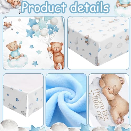 Product: Mixweer 5 Pcs Crib Bedding Set for Toddlers Include Cloud Balloon Bear Theme Crib Sheets, Skirt, Comforter, Pad Cover, Wall Stickers for Boys or Girls Nursery Bedding Sets(Blue)